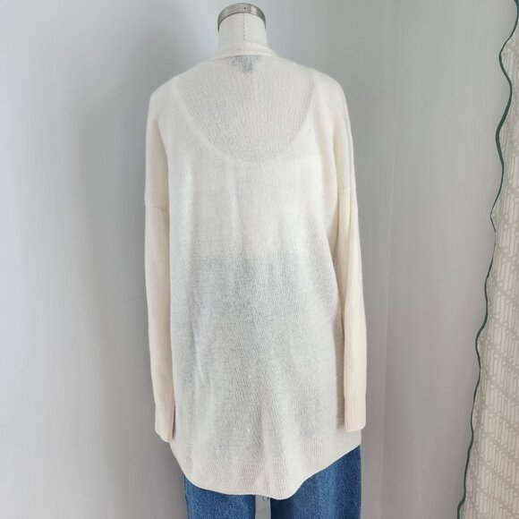 Saks Fifth Avenue 100% Cashmere Cream Cardigan Size: Medium - Picture 7 of 15